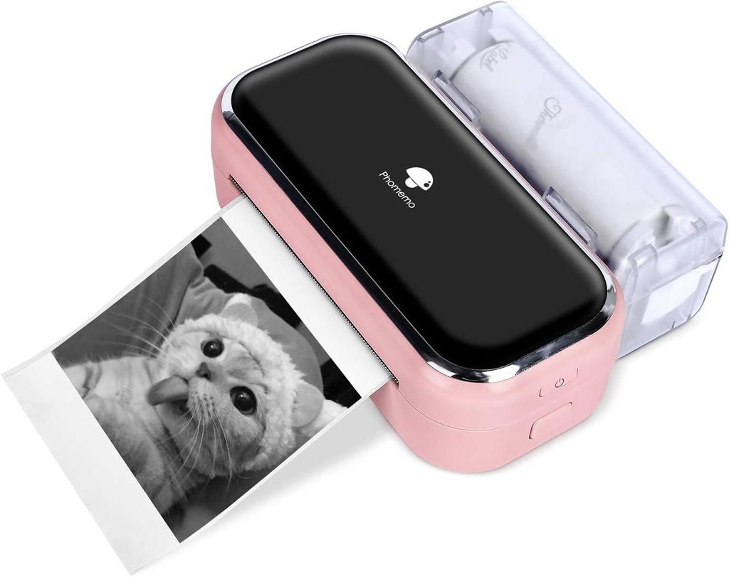 Phomemo M03 Mini tragbarer thermischer Taschendrucker Bluetooth Drucker, für 53 * 80mm (2 * 3 Zoll) Thermopapier, für Memo, Notizen, Journal, Pink