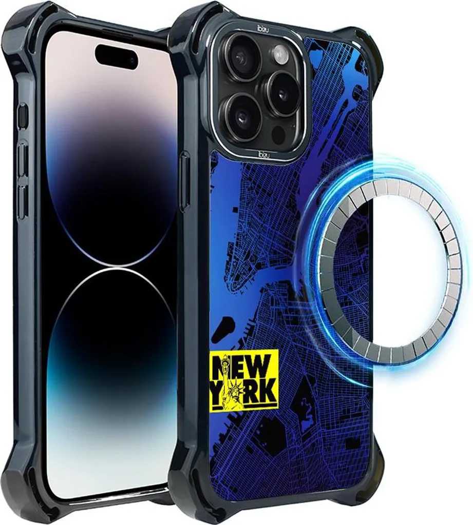 Coque iPhone 14 Pro Max IBIZU DropGuard Ultra MagSafe Carte New York