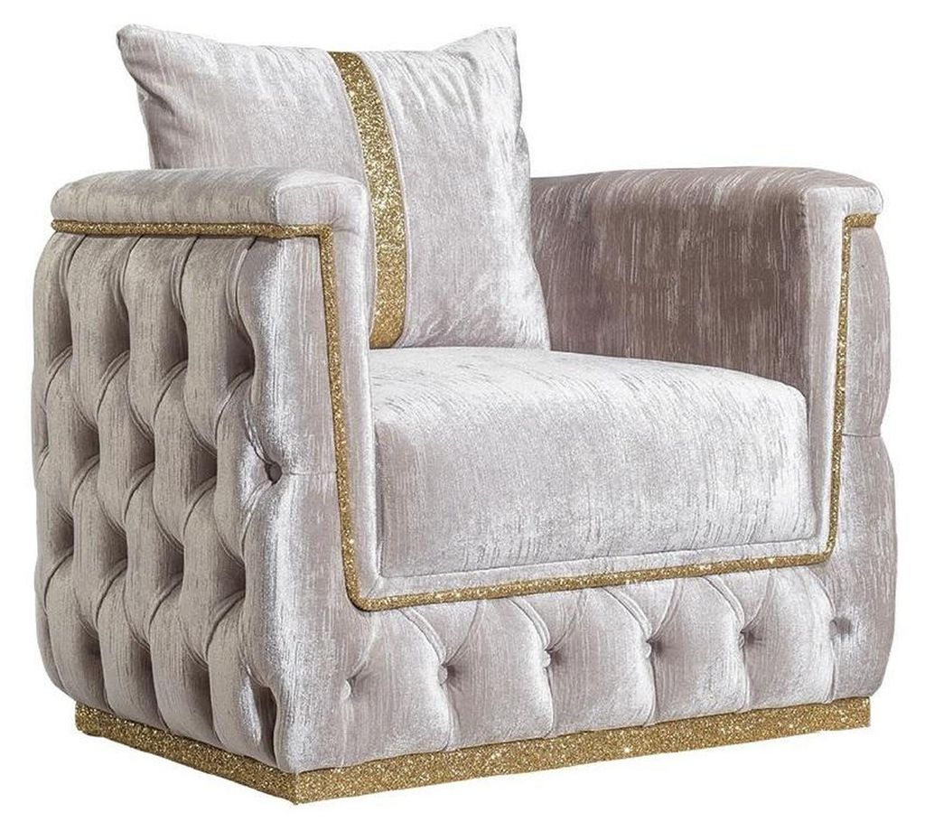 Sessel Sitz Modern Design Wohnzimmer Polster Einsitzer Metall mit Textil