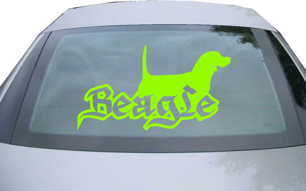 Indigos UG - Aufkleber Heckscheibe & Motorklappe DE7045 - neongrün - 600x337 mm - Beagle Hund - Auto Scheiben Fenster Heckklappe Tuning Racing JDM...