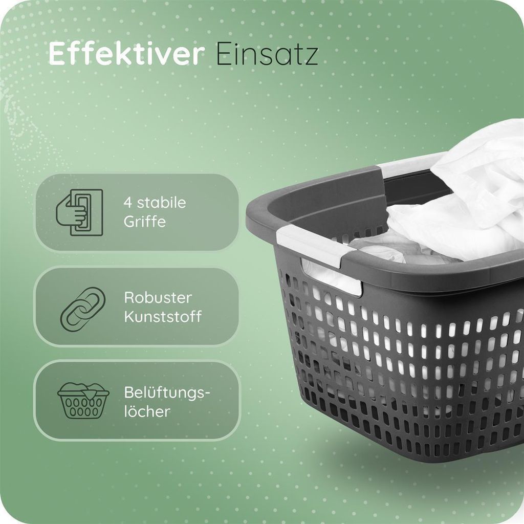 Novaliv Cesto Portabiancheria In Rattan Effetto Plastica - 60 Litri Con Coperchio - Made In Germany - Design Moderno Per Bagno E Camera Da Letto