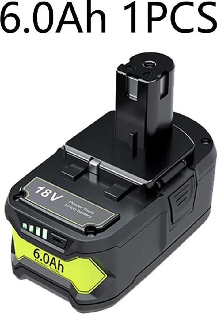 Batteria di ricambio Ryobi One+ P108, 18V Li-Ion 6Ah, blu, compatibile con P104 P107 RB18L50 RB18L20, 1 pezzo
