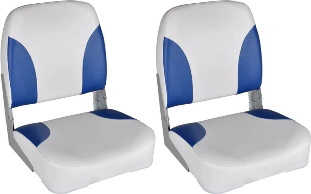 Sièges de bateau 2 pcs bleu/blanc dossier rabattable - Confort marin