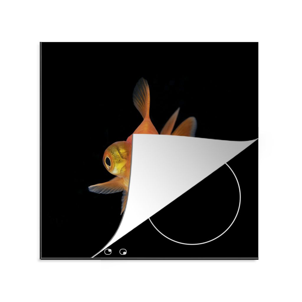 KitchenYeah Herdabdeckplatte Goldfisch - Meerestiere - Augen , 78x78cm, Küche Deko, Glaskeramikkochfeld Herdabdeckung, Abdeckplatte fùr Kochfeld
