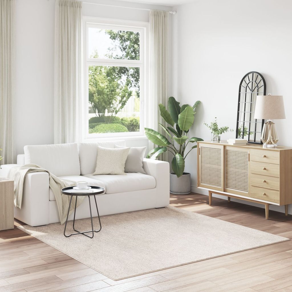 Möbel Flauschiger Teppich mit Latexrücken Creme 200x200 cm Produktbild 