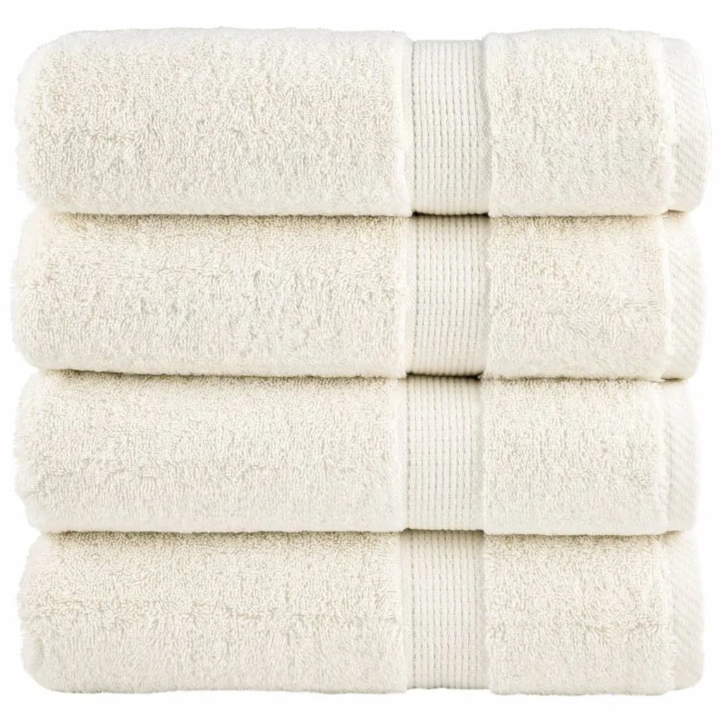 Set 4 Asciugamani 50x100 SOLUND Premium 600g/m² | Bianco Crema Cotone