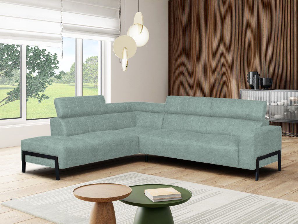sesto senso Modernes Ecksofa – L-förmiges Sofa für Wohnzimmer – Stilvoller Komfort Große Couch 295x240 cm – Linke Variante – Stoff Diosa 34