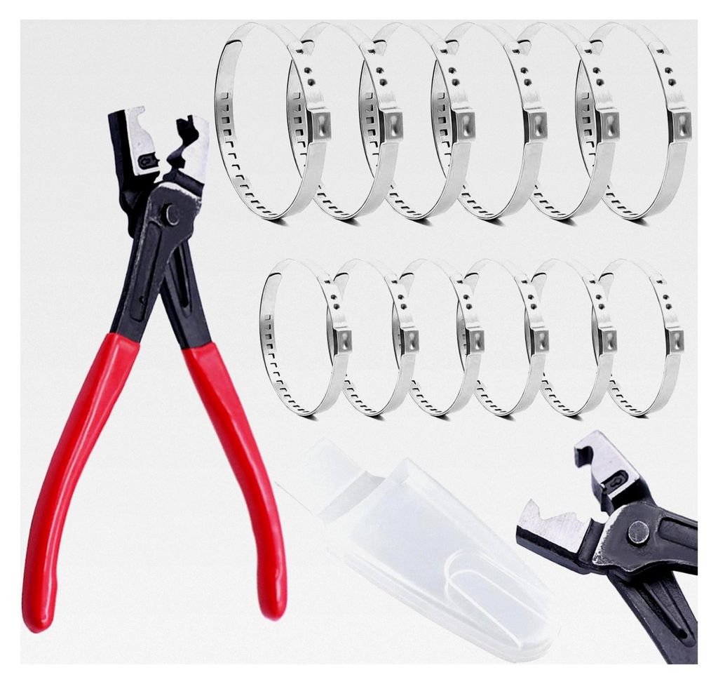 13 Stück Schlauchklemmenzangen mit CV Boot Clamp Kit, Schlauchschellenzange und Achsmanschette Schelle (6 kleine und 6 große) aus Edelstahl