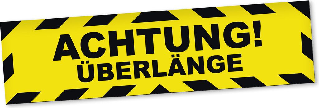 PantherPixel Achtung Überlänge Magnetschild Auto LKW Warnhinweis Magnetfolie Geschenkidee 30 x 8 cm REFLEKTIEREND