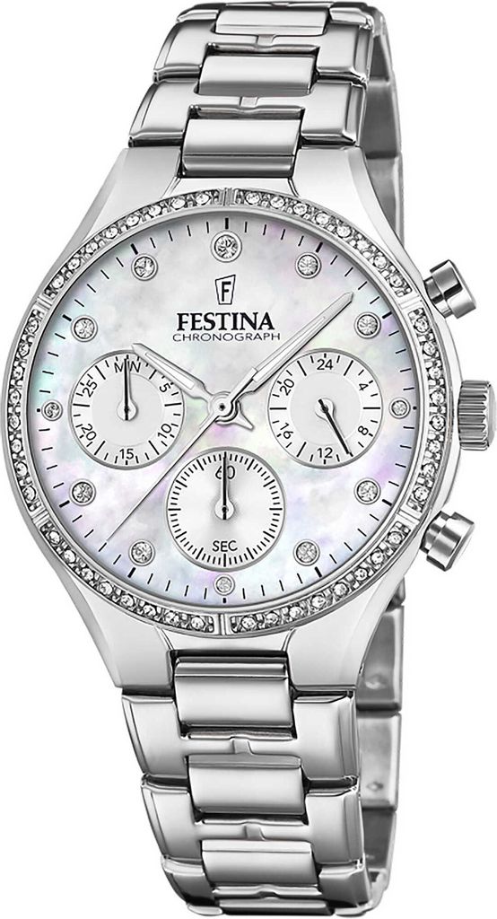 Festina Damen Chronograph Quarz Uhr mit Edelstahl Armband F20401/1