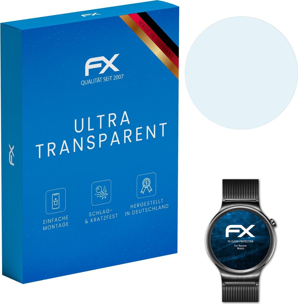 atFoliX FX-Clear 3x Schutzfolie kompatibel mit Huawei Watch Displayschutzfolie