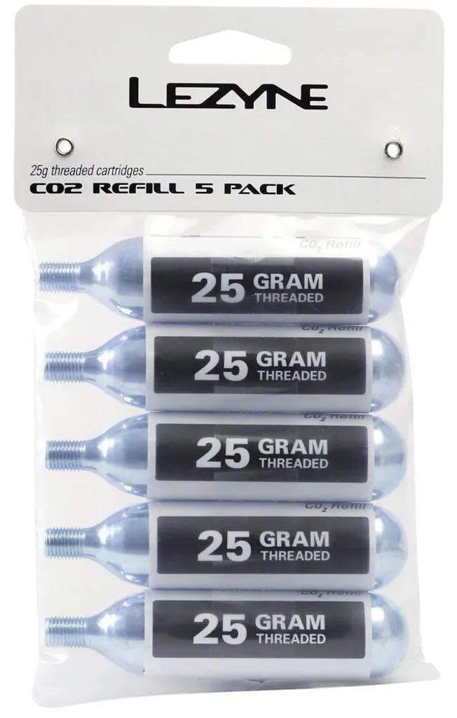 Lezyne Lot de 5 Cartouches CO2 25g Argent avec Autocollants Blancs
