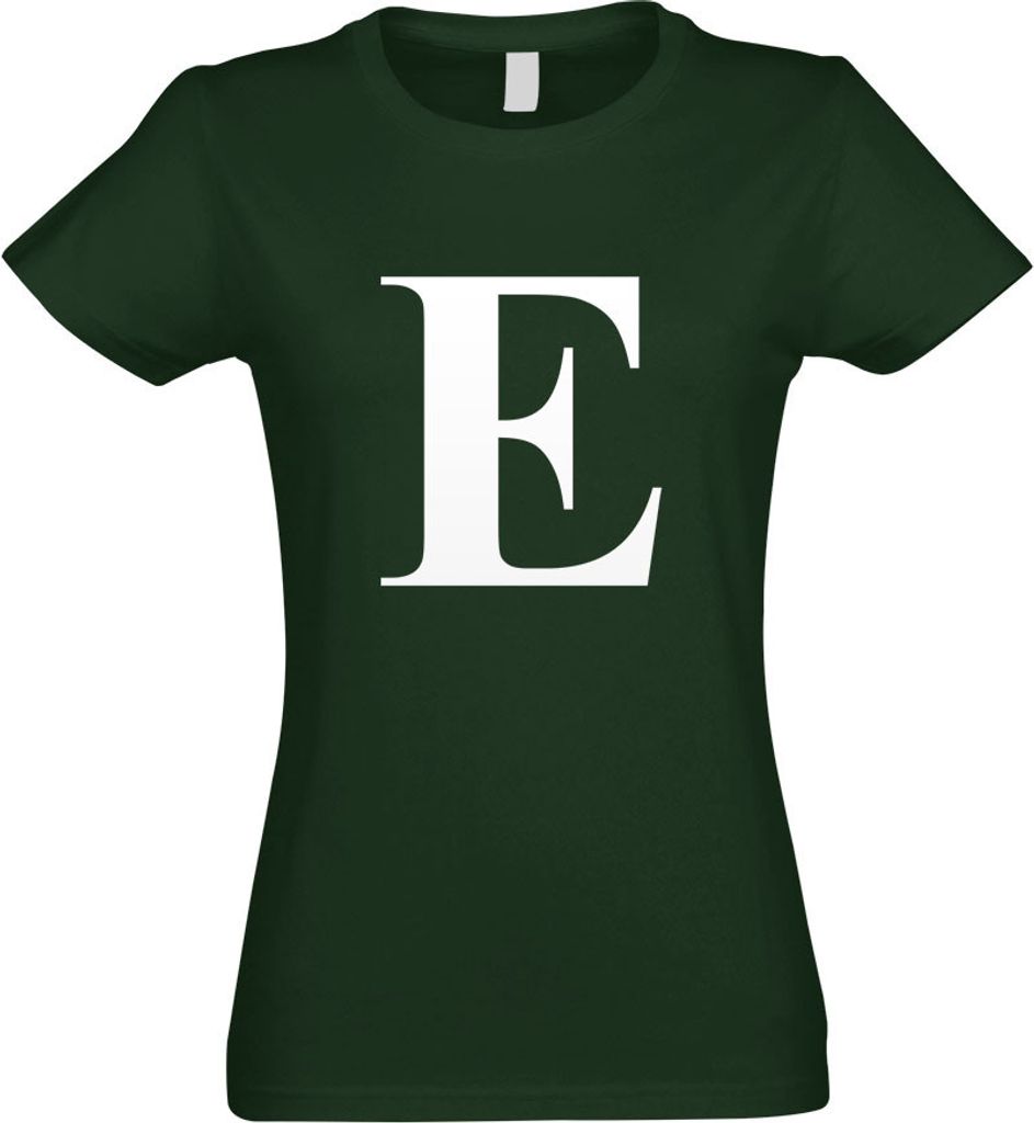 Kiwistar - T-Shirt tailliert - Damen - flaschengrün - Buchstabe E - Alphabet - mit Motiv Bedruckt - Funshirt Design - Sport - Freizeit - Damen - L
