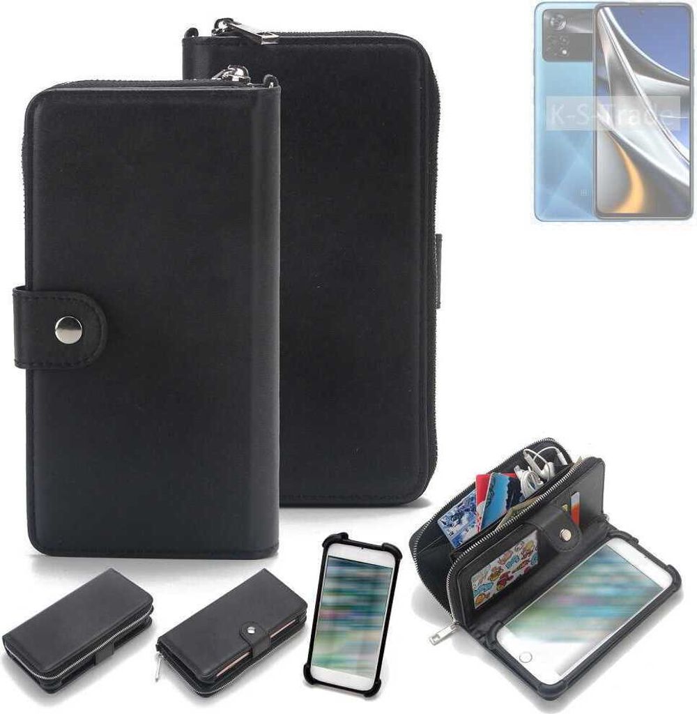 K-S-Trade 2in1 Handyhülle Schutzhülle kompatibel mit POCO X4 Pro 5G & Portemonnee Cover Handy Hülle Case Etui Geldbörse Wallet Bookstyle Hülle