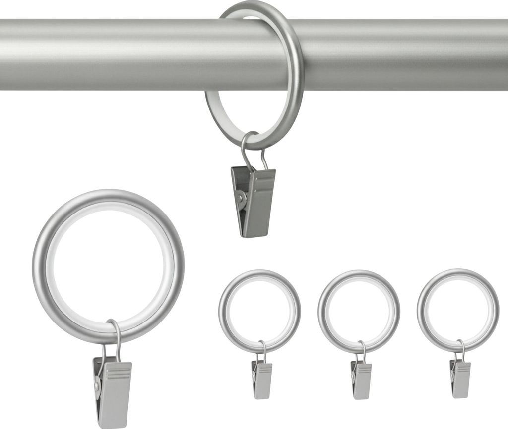100 Stück Metall Gardinenringe mit Clips Farbe Satin für 16 Produktbild 