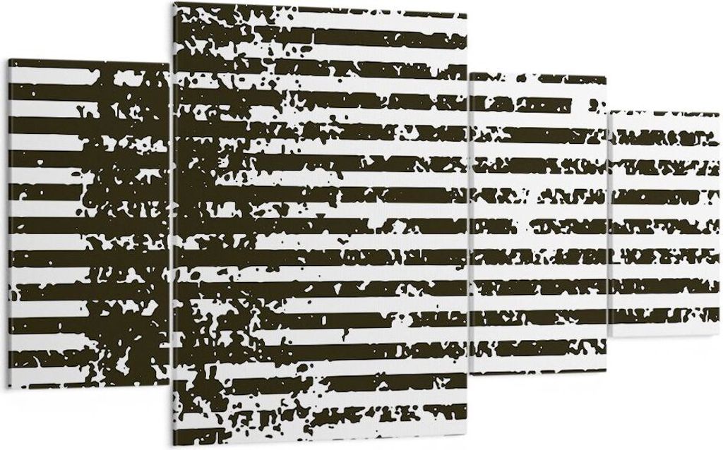 Bild auf Leinwand - Leinwandbild - 4 Teile - Abstraktion Schwarz Gürtel - 160x90cm - Wand Bild - Wanddeko - Wandbilder - Leinwanddruck - Bilder - ...
