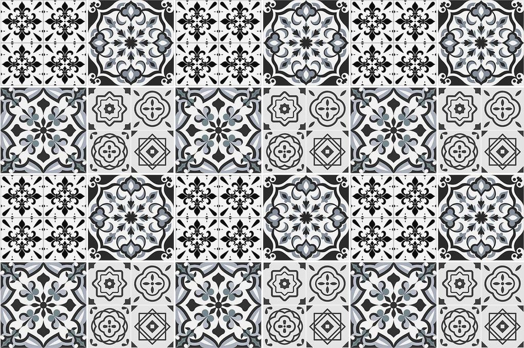 Fliesenaufkleber 20 x 20 cm – 24 Stück – Selbstklebend – Wasserfest – Pflegeleicht – Hitzebeständig – Für Küche & Bad – Geometris...