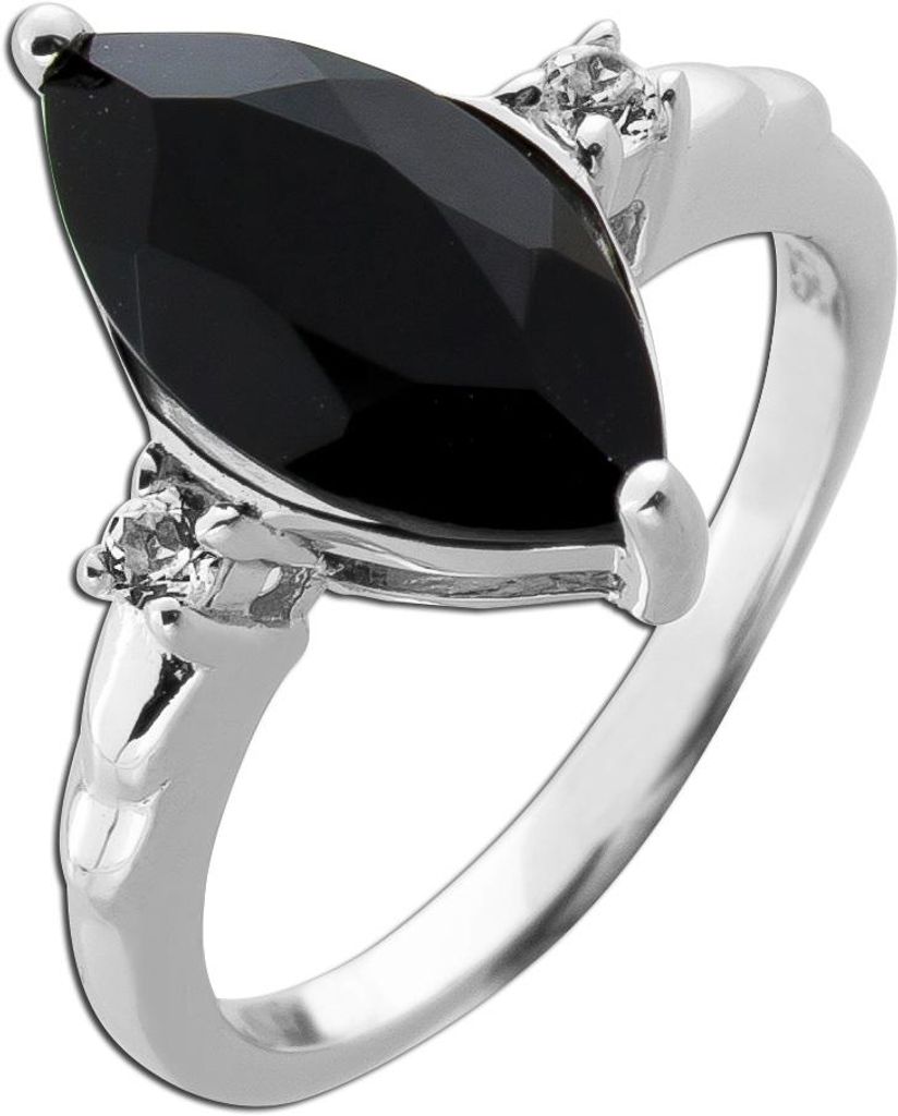 Onyx Ring Silber 925 Natur Onyx 2.14ct weiße nat. Topase 17