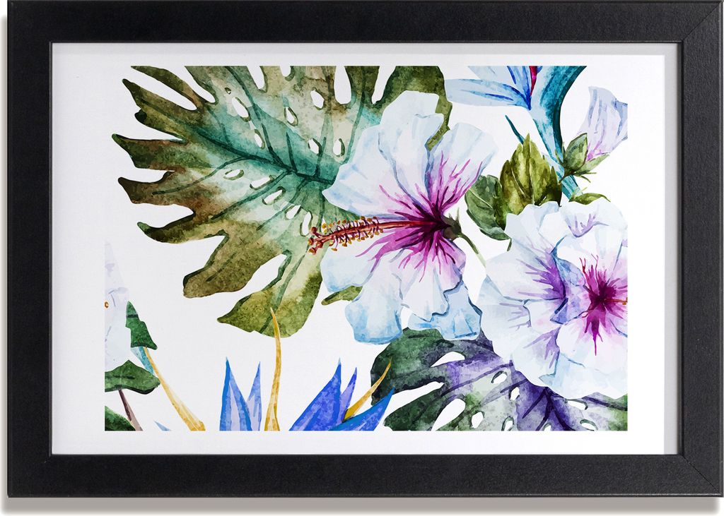 Bild 30x20 MDF-Rahmen, Wandkunst Hawaii-Blumen