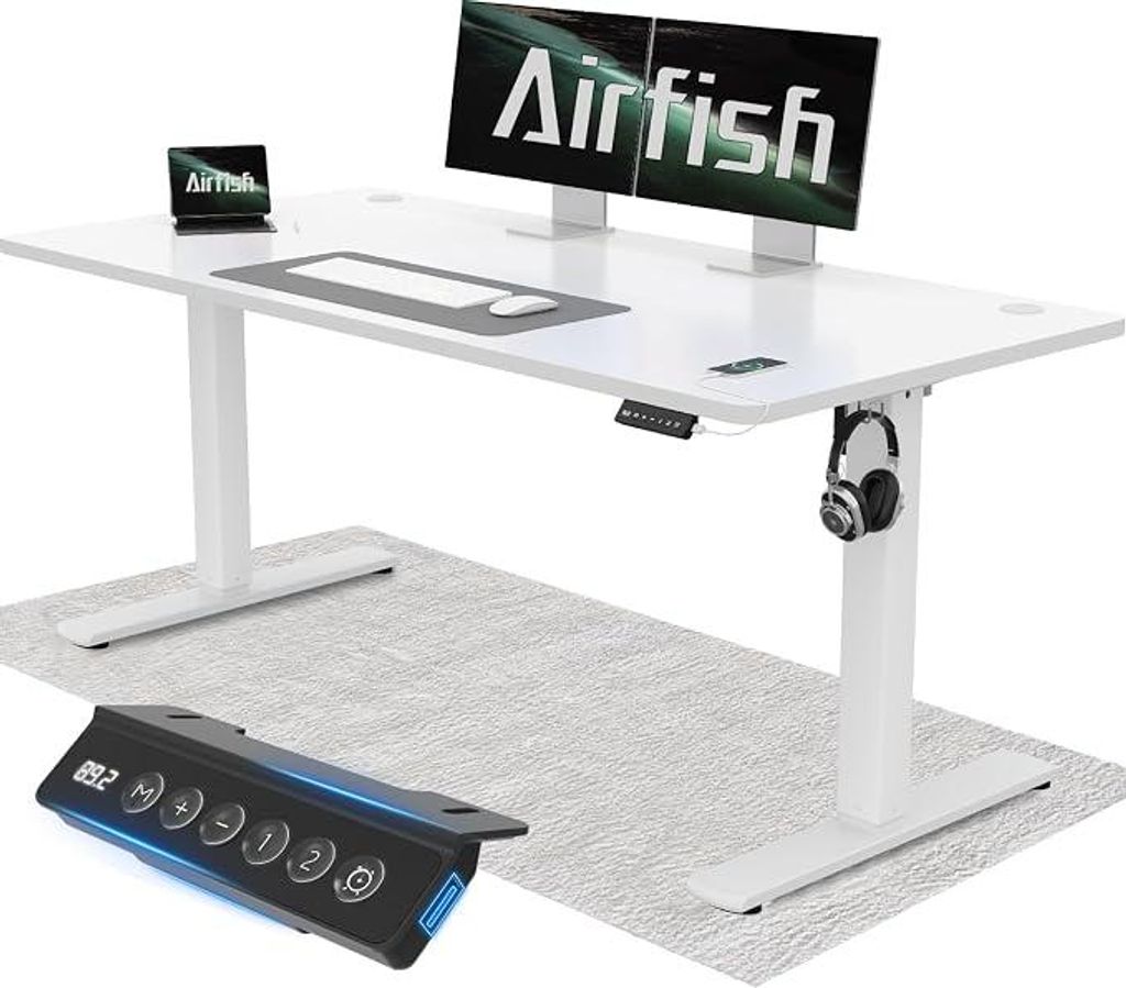 Verstelbaar bureau, 140x60 cm, met USB-aansluiting. Productafbeelding 