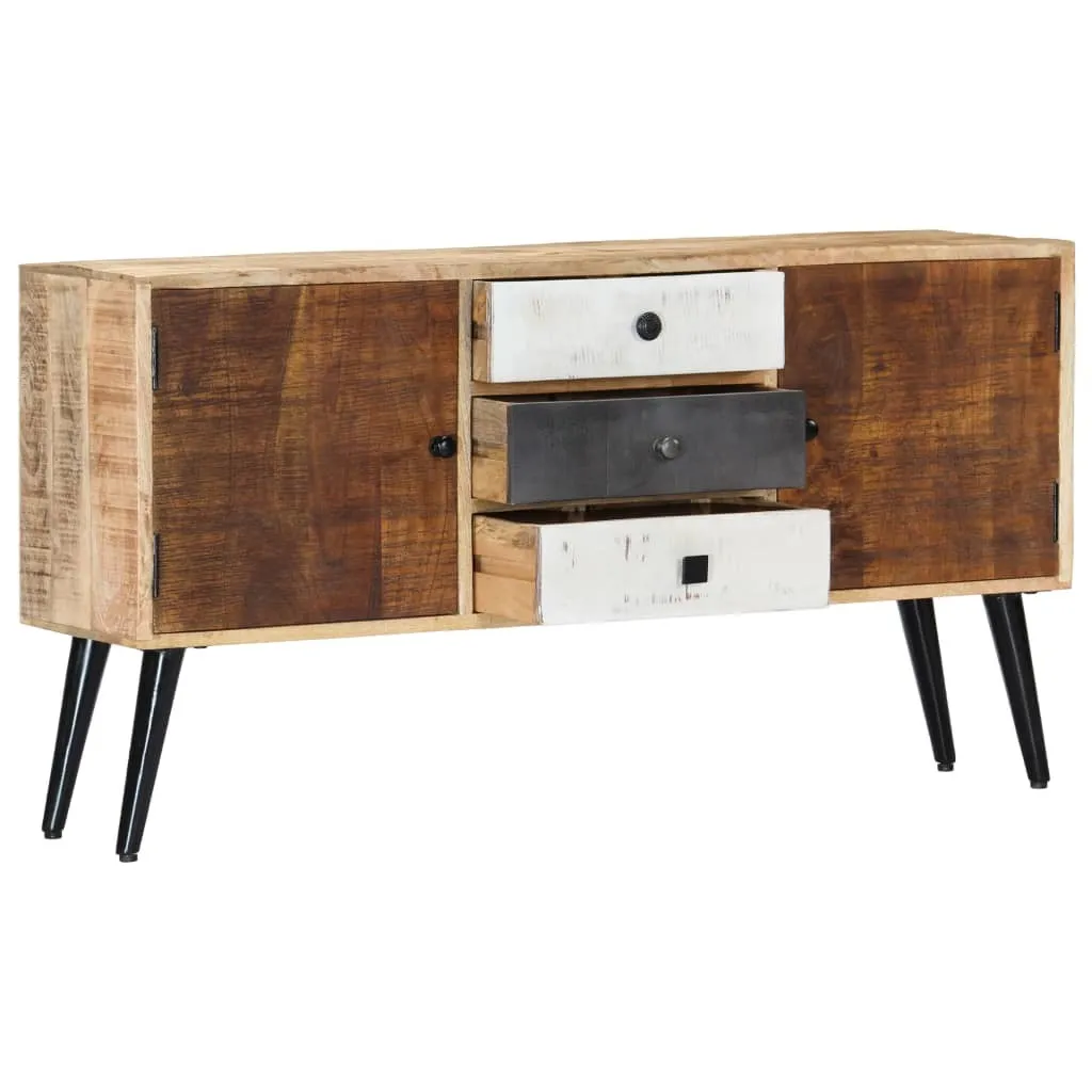 Buffet bois de manguier 118x30x62 cm : la solution rangement pour petits salons