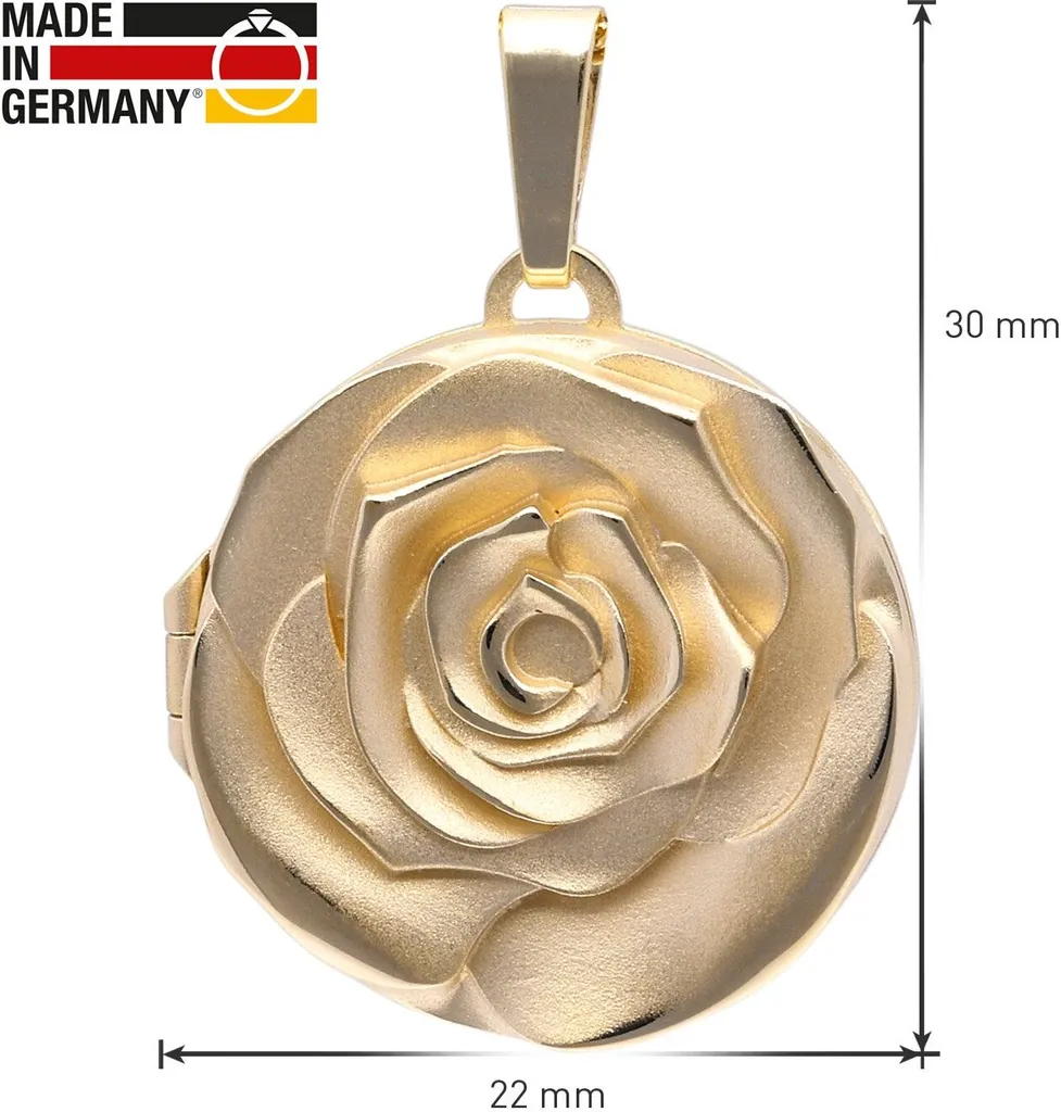 Collier Médaillon Rose Hypoallergénique Argent 925 Doré - Bijou Durable