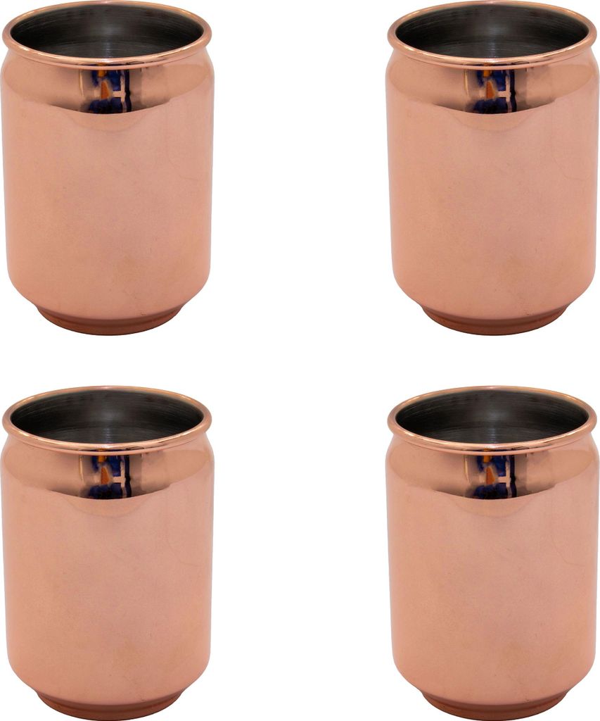 AcMax 4 Stück Becher Dosenform Kupferbecher gehämmert Cocktail Tasse