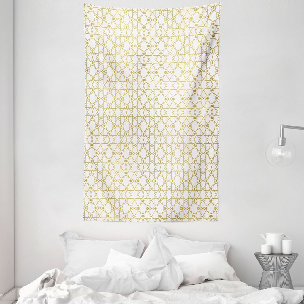 ABAKUHAUS marokkanisch Wandteppich und Tagesdecke, Traditionelle girih Stern aus Weiches Mikrofaser Stoff Waschbar ohne Verblassen Digitaldruck, 14...