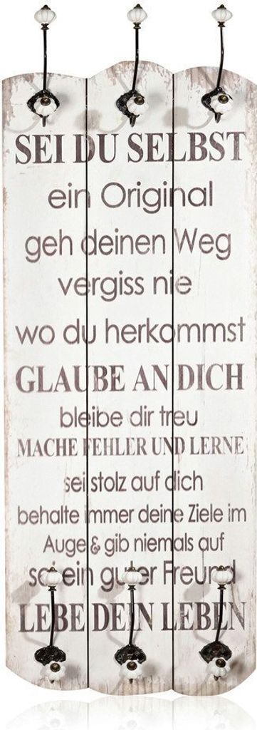 Wandgarderobe 100x40cm Sei Du Selbst 6 Kleiderhaken Flurpaneel Holz Deko Eingang