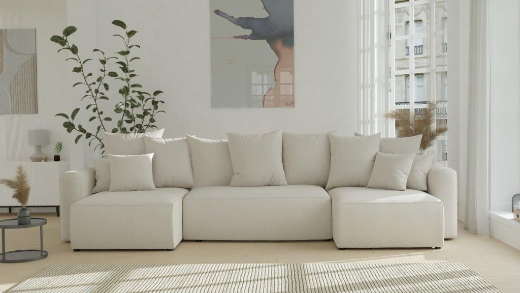 Ecksofa Orrano U-Form mit Schlaffunktion und Bettkasten, Cord. Seite: Universell, Stoff: Anthology_03