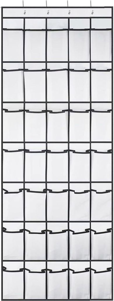 Schuhaufbewahrungstasche, 35 Fächer, großes Fassungsvermögen, einfache Installation, an der Tür hängender Schuh-Organizer mit 4 Haken-Set