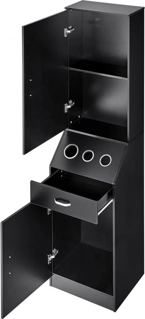 Meuble coiffeuse de rangement avec 3 supports sèche-cheveux et tiroir - 11