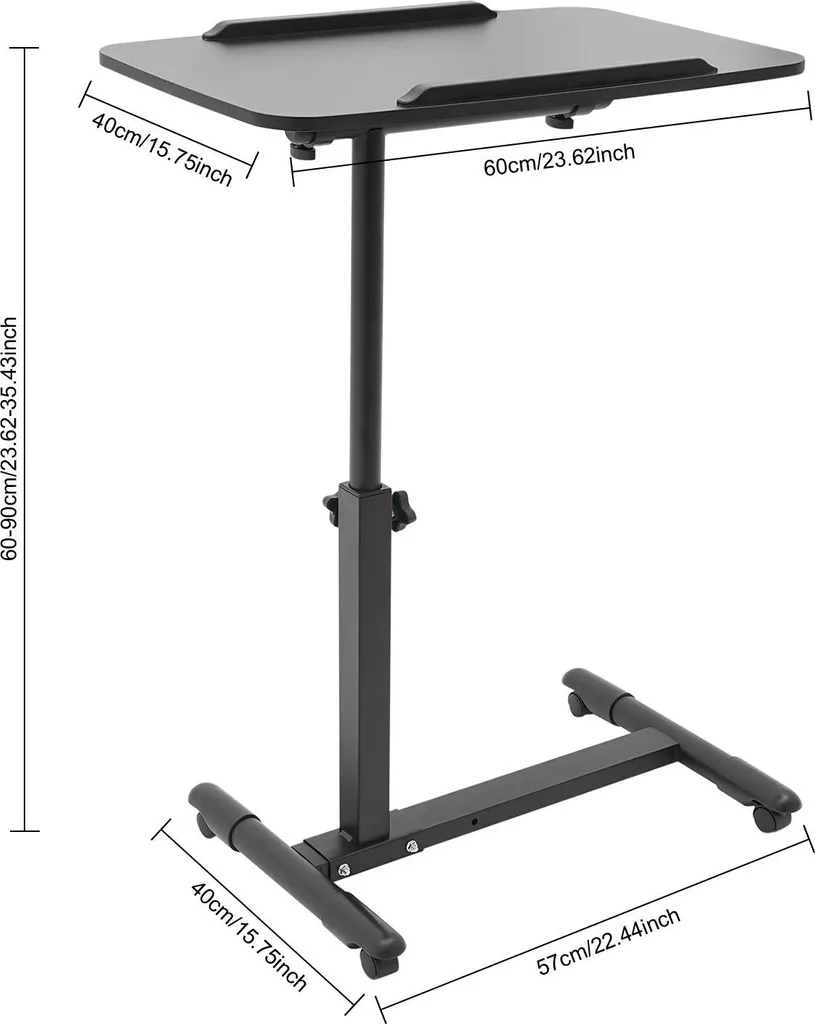 Poste de travail informatique ergonomique et mobile réglable noir 60cm - 2