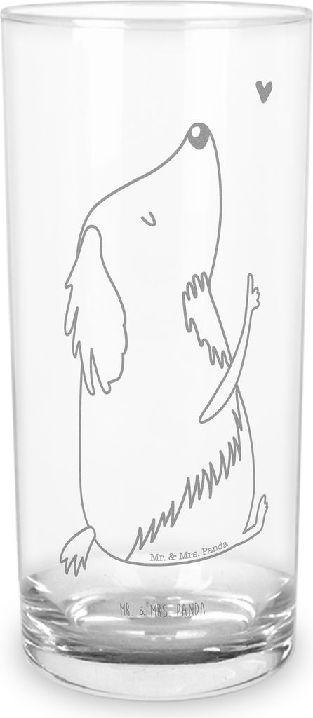 Mr. & Mrs. Panda Glas Hund Liebe 200 ml - Transparent - Geschenk, Cocktailglas, Longdrinkglas, Sprüche, Wasserglas, Tumbler, Herz, Trinkglas, Hunde