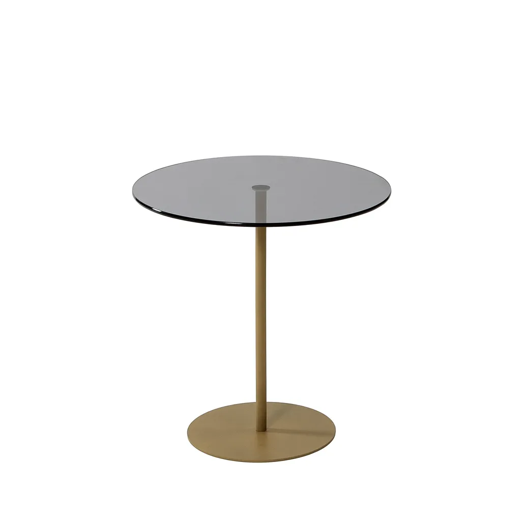 Petite Table d'Appoint Stable et Incassable en Verre Or 50x50x50 cm