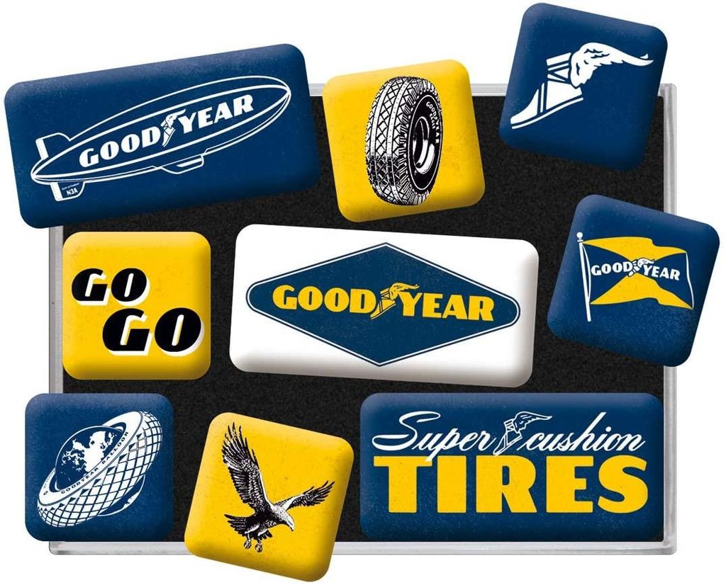Nostalgic-Art - Set de 9 aimants - Goodyear - Logos Image du produit 