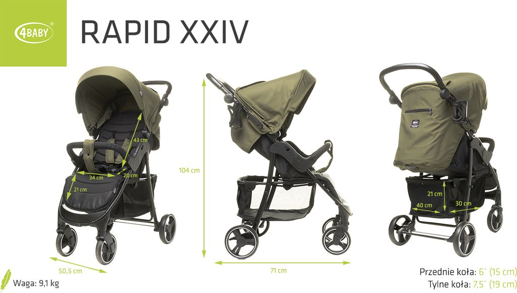 4BABY Rapid sportovní kočárek Velký lehký kočárek nastavení Obrázek produktu 3