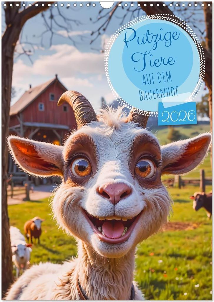 Putzige Tiere - Auf dem Bauernhof (Wandkalender 2026 DIN A3 hoch), CALVENDO Monatskalender