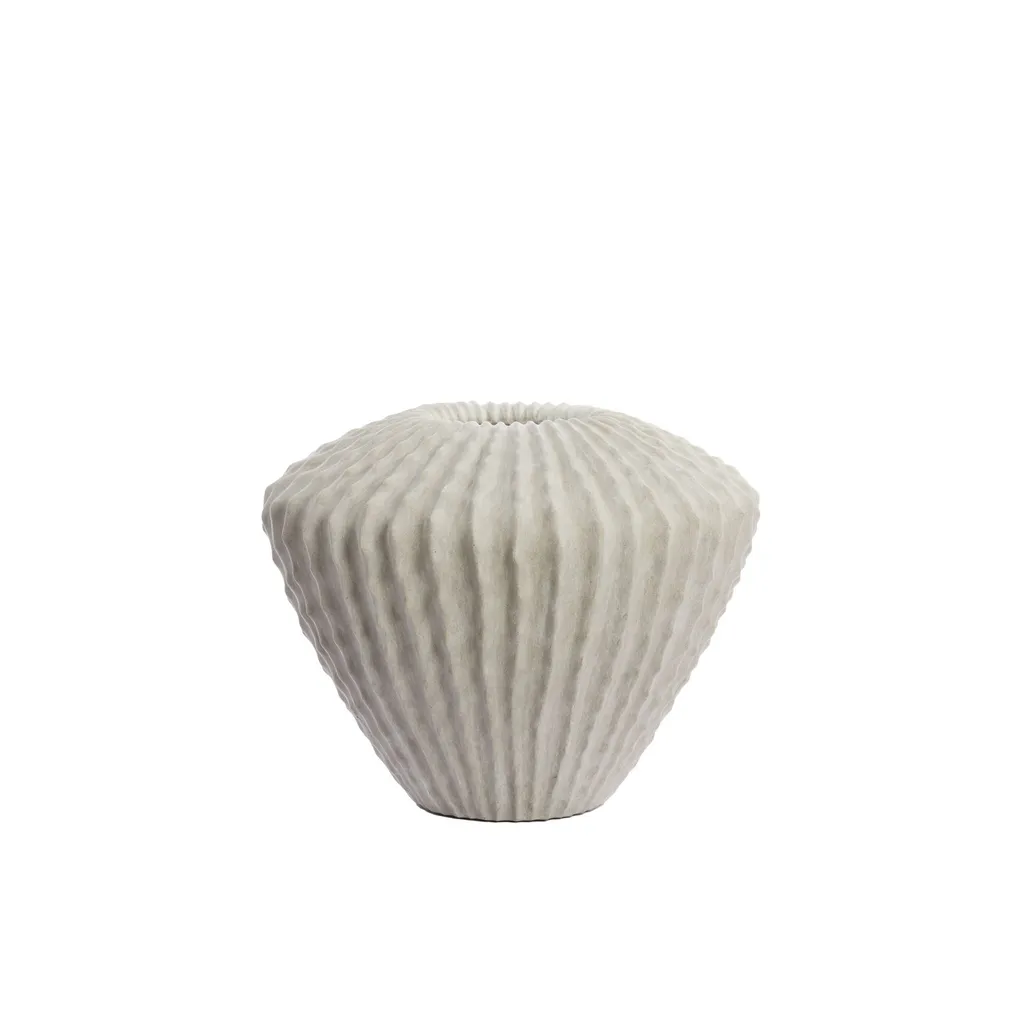 Vase design Cacti beige texturé Ø55 cm - Céramique artisanale XXL