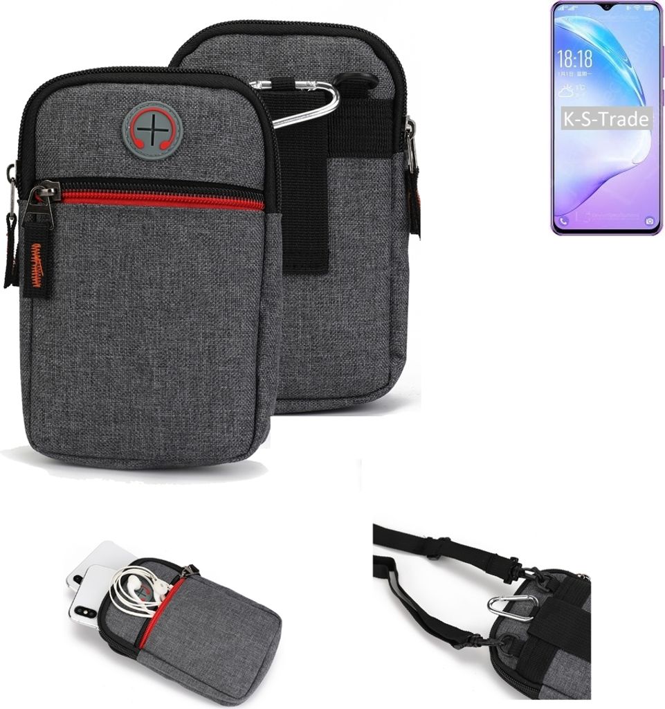 K-S-Trade Holster Gürteltasche kompatibel mit Coolpad Cool 12A Handy Tasche Schutz Hülle grau Zusatzfächer 1x
