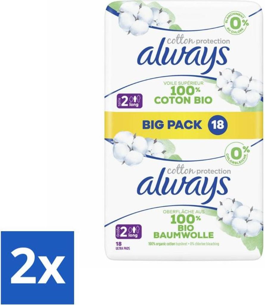 Always - Damenbinden - Lang - Baumwollschutz - Mit Flügeln Produktbild 