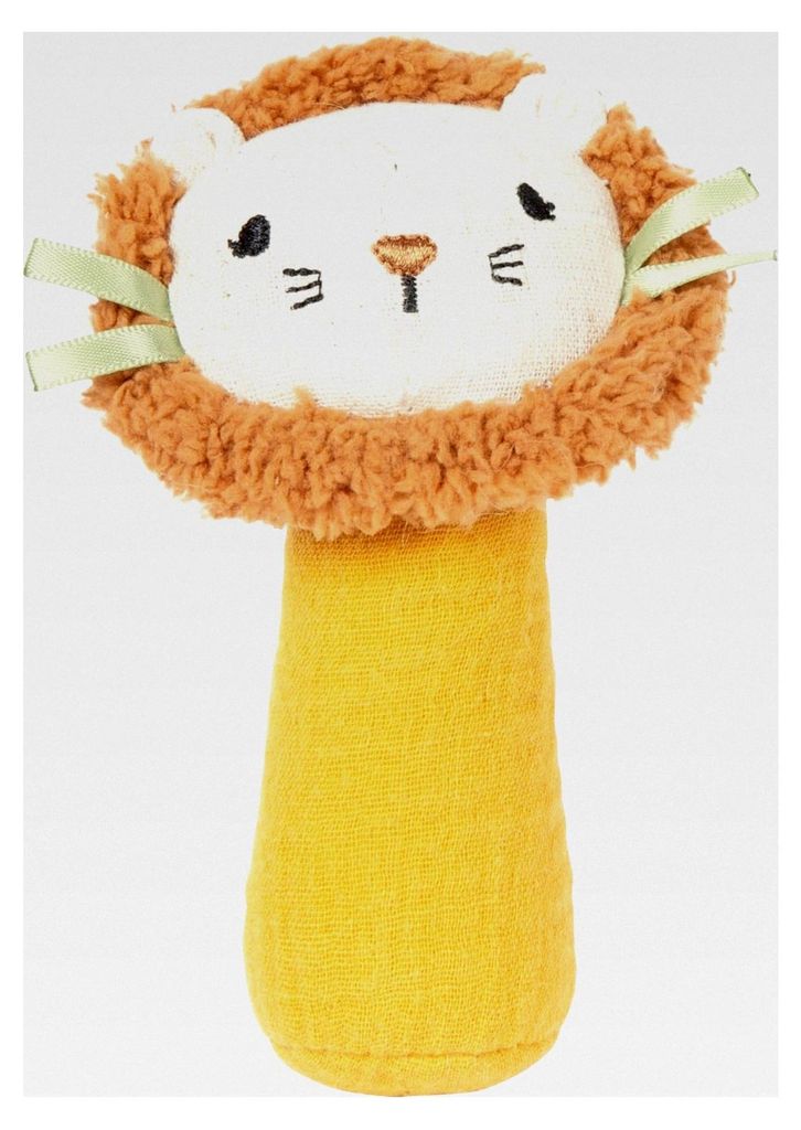 Babyspielzeug Rassel und Stoffgreifling „Little Lion“, Stabrassel, sensorischer Greifling, ab 0+ Monaten