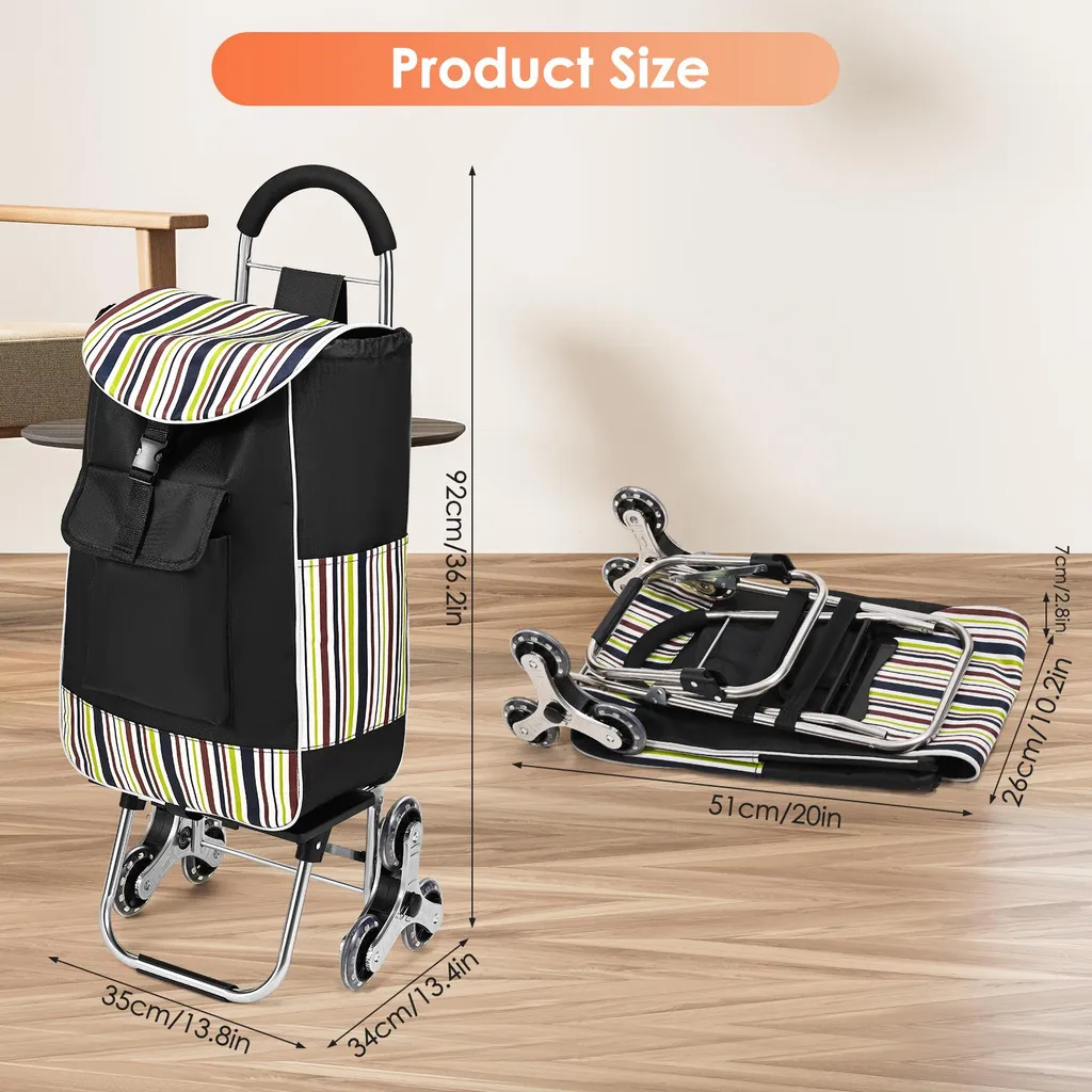 Chariot de courses utilitaire pliable pour escalier - Finition Chocolat - 2