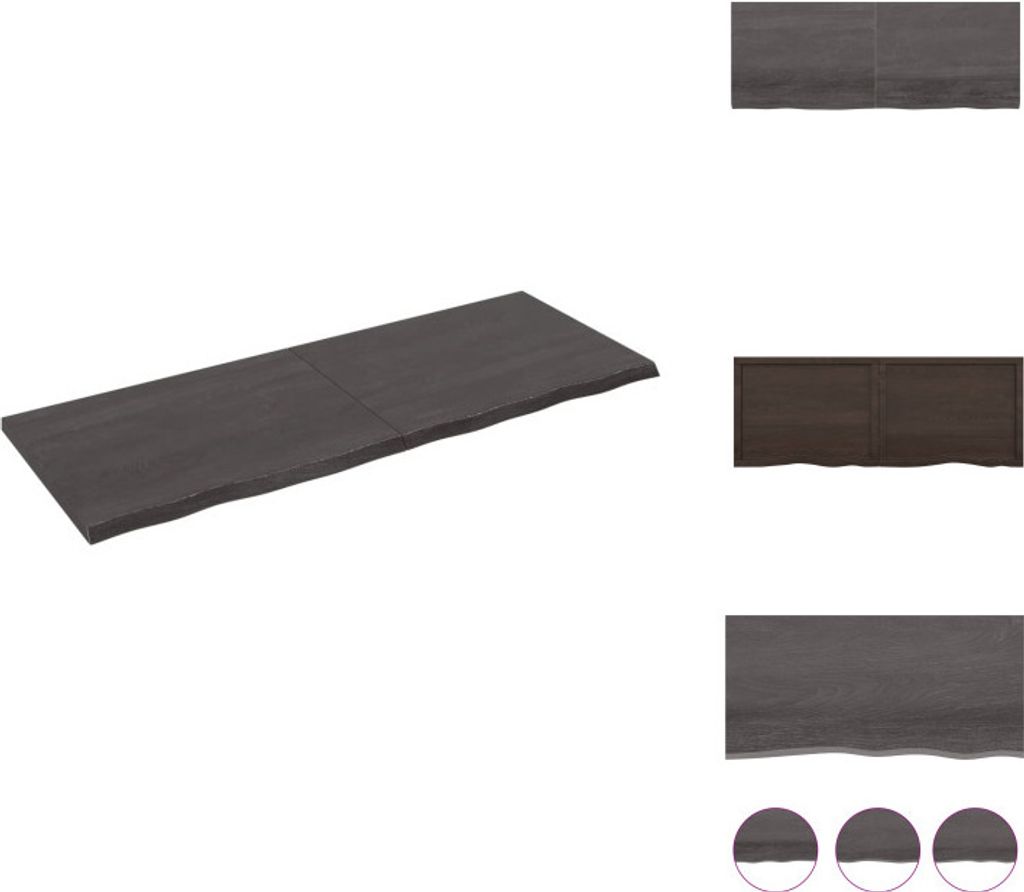 vidaXL Wandregal Dunkelgrau 160x60x(2-4) cm Massivholz Eiche Behandelt - Wandregale