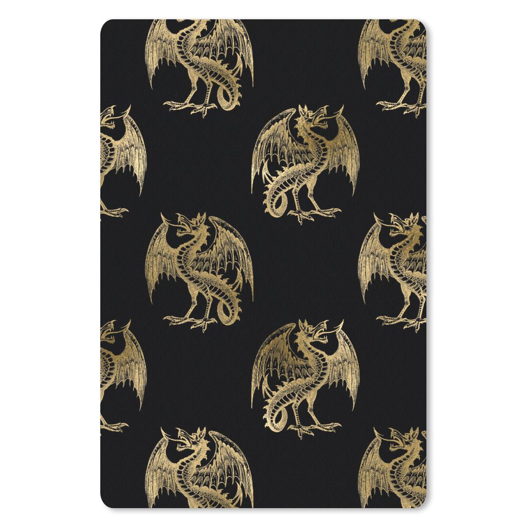 MuchoWow Mauspad Mousepad Muster - Drache - Gold 40x60 cm - Mousepads - Maus Mat - Pad - Mausunterlage - Schreibtisch Accesoire