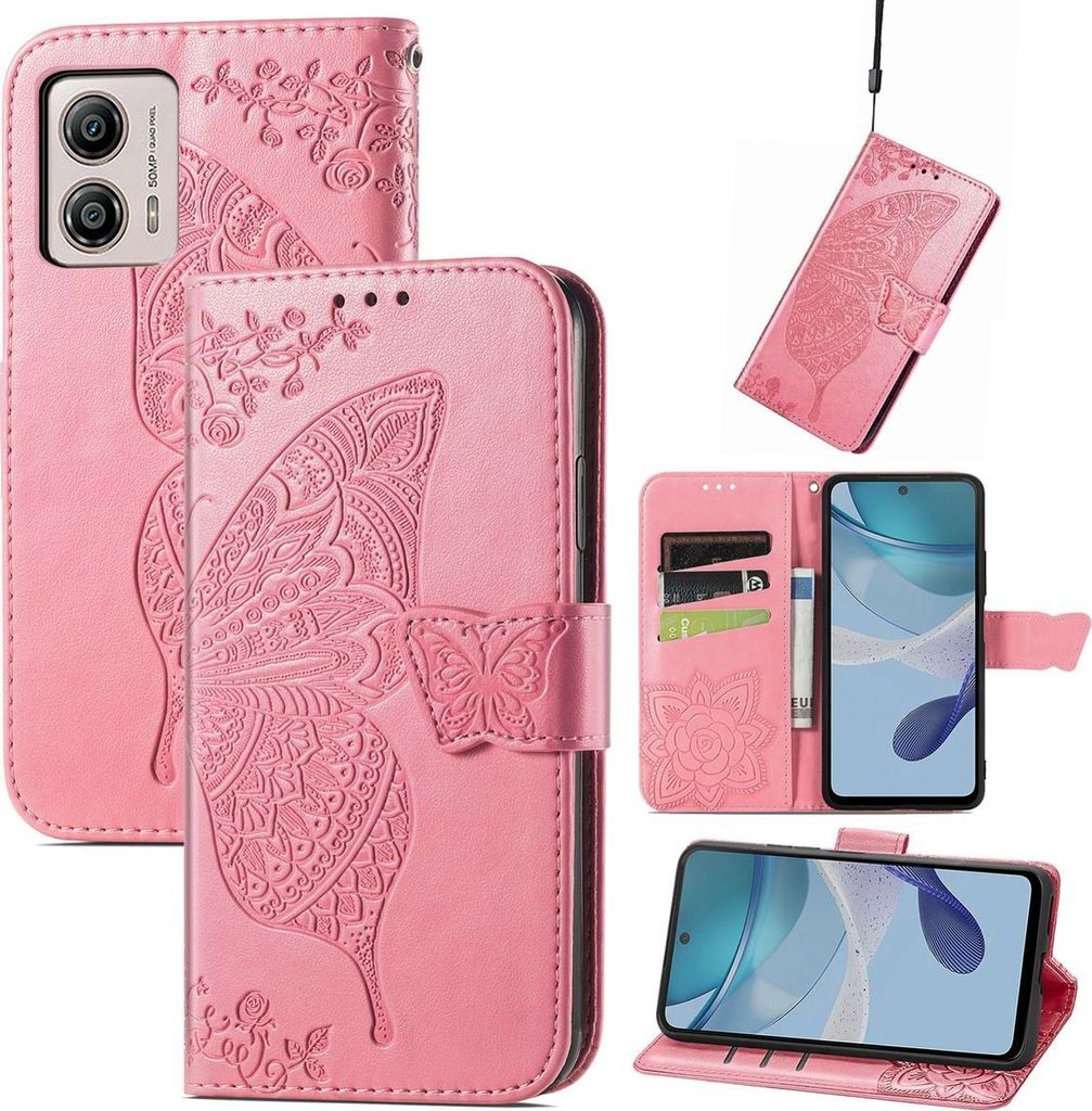 König Design Hülle kompatibel mit Kunstleder Handyhülle - Handy Case Rosa