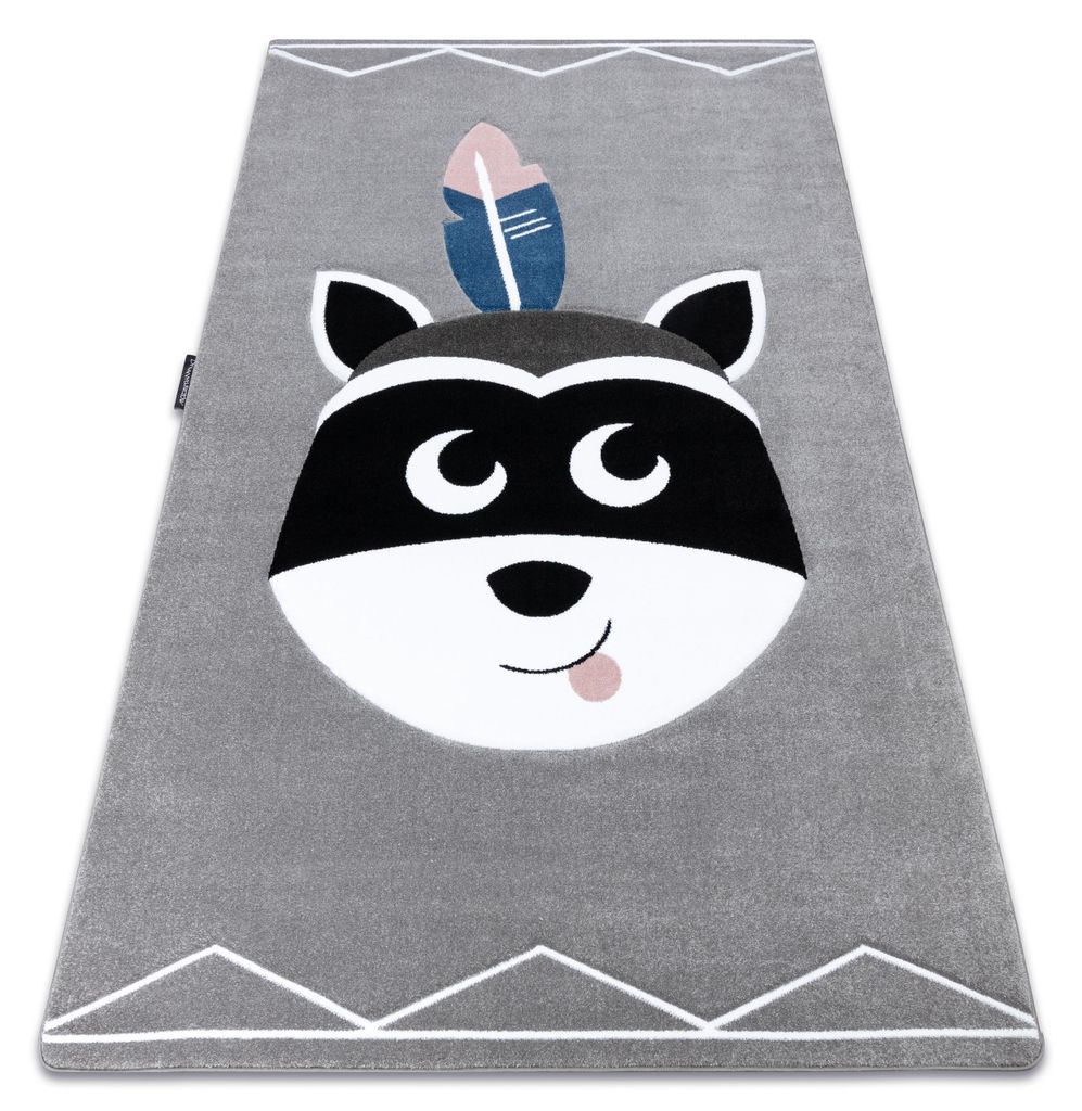 Kinderteppich PETIT RACCOON MUKKI WASCHBÄR grau Grau 140x190 cm