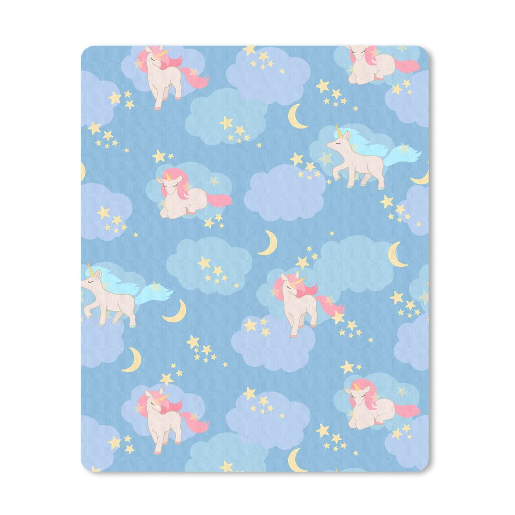 MuchoWow Mauspad Mousepad Einhorn - Muster - Sternenhimmel 30x40 cm - Mousepads - Maus Mat - Pad - Mausunterlage - Mausmatten