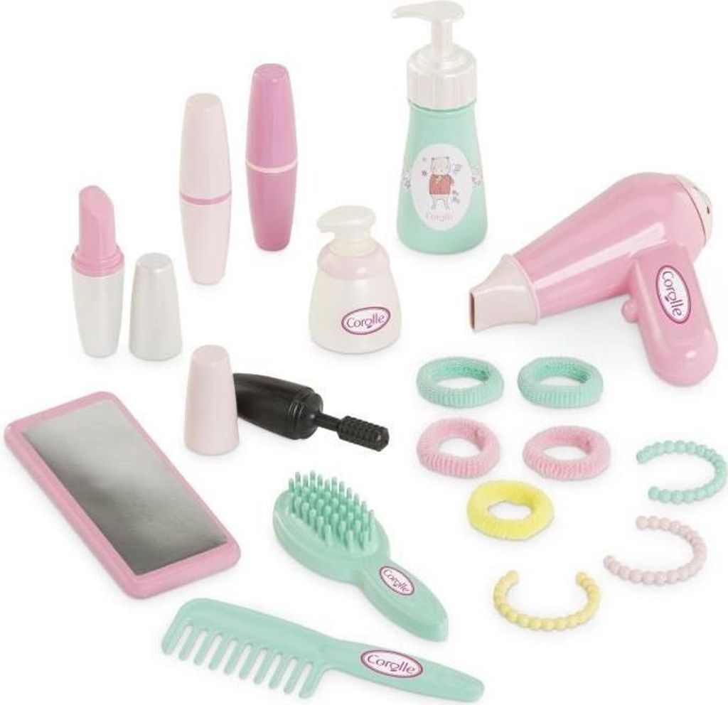 Corolle Ma Valise Beauté Puppen Zubehör Set, 20-teilig, ab 18 Monaten, Puppen Accessoires