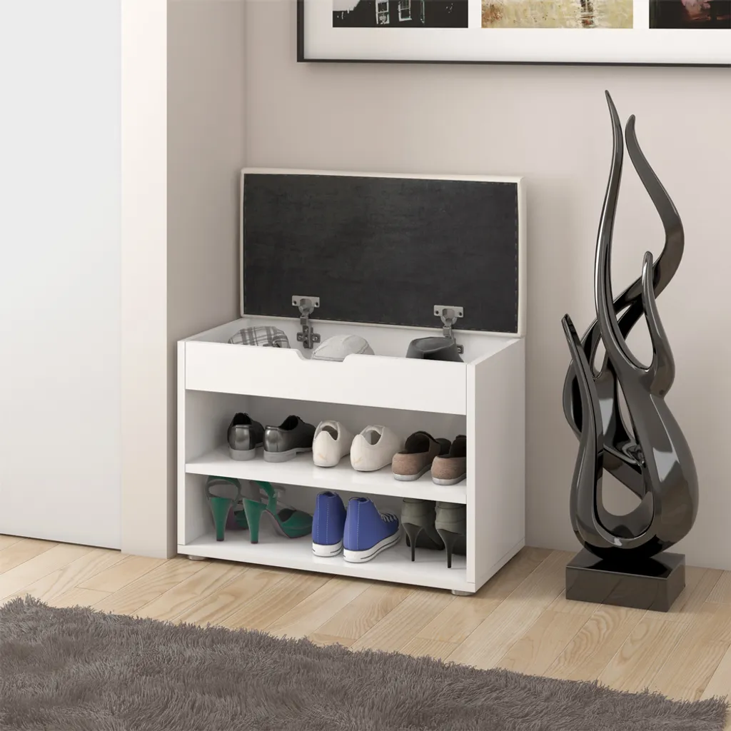 Panca per scarpe Vicco Rolfe, 60 x 45 cm, bianco - 11